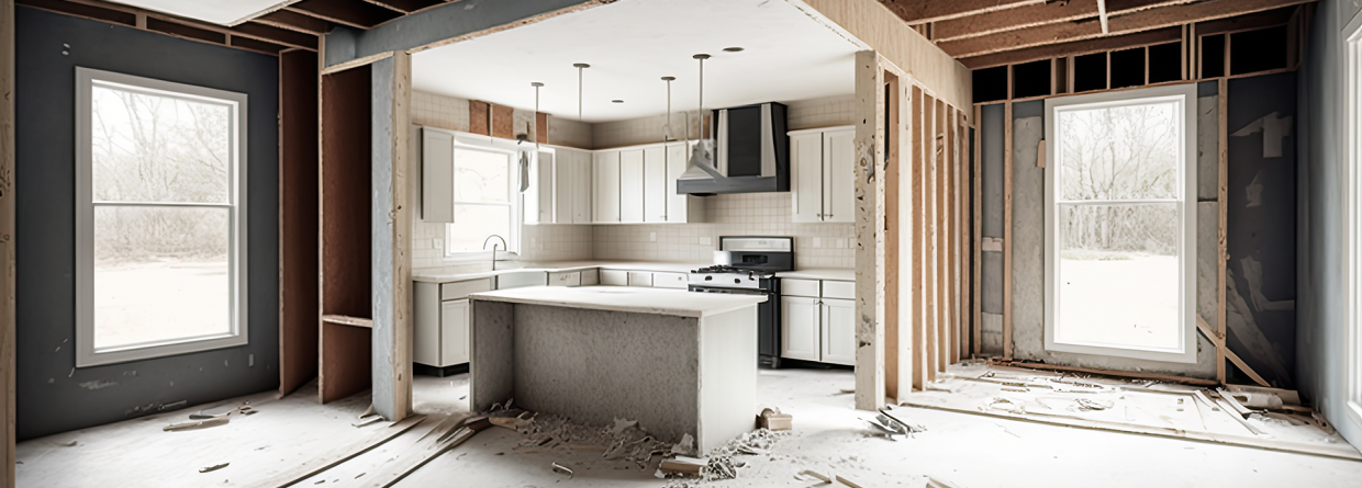 Verbouwing huis; keuken, plafond, vloeren, muren